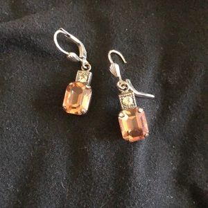 Orange stone and oxidized metal earrings